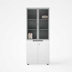 Armario de oficina de 2 puertas parte superior con puertas de cristal diseño moderno y elegante calidad premium dimensiones 800*400*2000