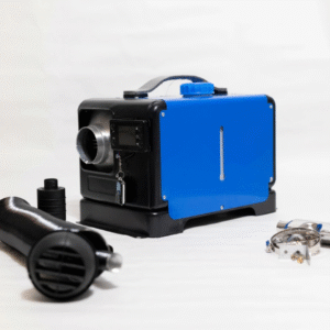 Calentador inteligente premium cuadrado azul portátil Siroco 8 kW – 12V/24V + 220V, carcasa de aluminio y bujía Kyocera – Impuesto ecológico incluido