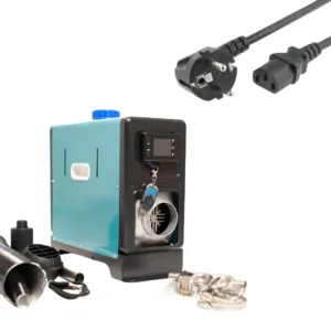 Calentador inteligente premium portátil Siroco verde 8 kW – 12V/24V + 220V, carcasa de aluminio y bujía Kyocera – Impuesto ecológico incluido