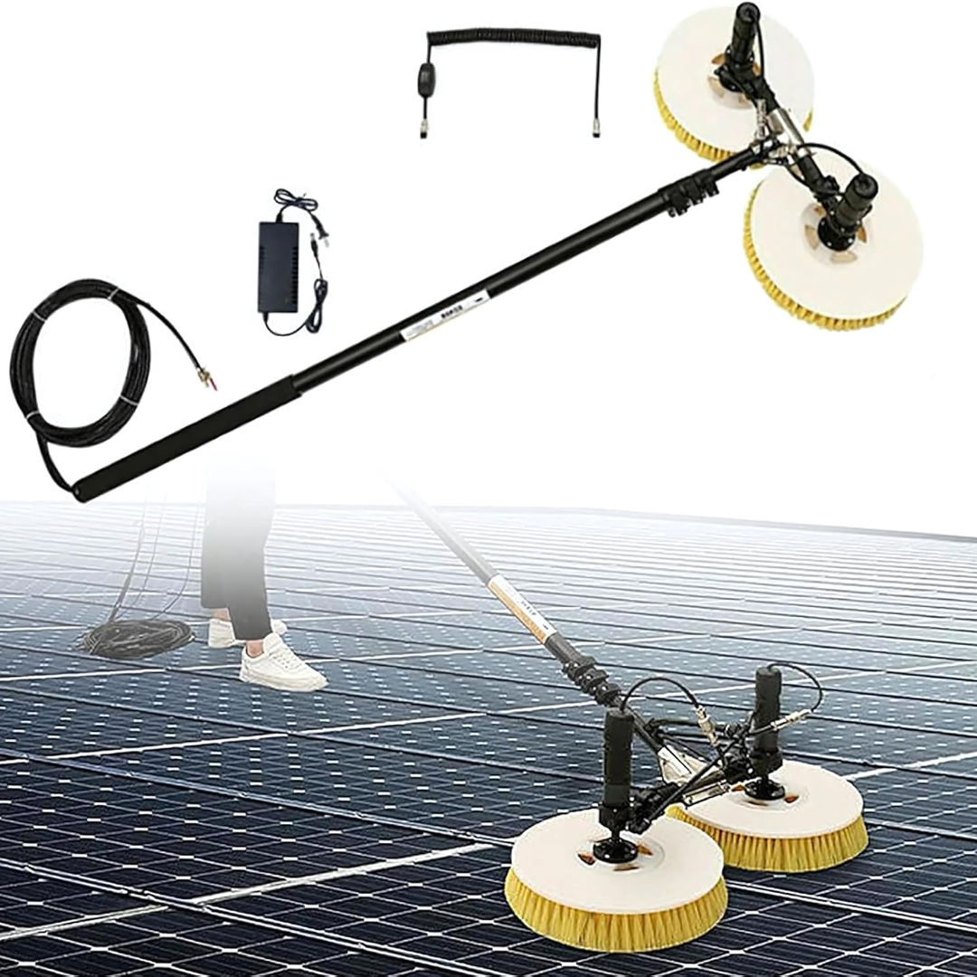 Cepillo de limpieza para paneles solares con motor y mango telescópico para máxima eficiencia – SmartHeater