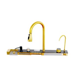 Consola multifuncional equipada con baterias y accesorios pantalla digital LED color: dorado compatible con fregadero AB7546D-A-6-1-GLD