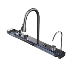 Consola multifuncional equipada con baterias y accesorios pantalla digital LED color: negro compatible con fregadero AB6846D-A-6-1-BLK