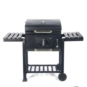 Parrilla -DS-35 carbón ahumador BBQ 2 en 1 grill y ahumador termómetro dimensiones totales 135 X46X106 cm negro