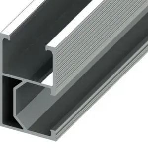 Riel de aluminio para fijación lateral de paneles solares fotovoltaicos longitud 22 m ancho 26 mm alto 44 mm