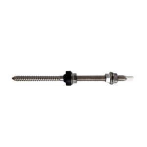 Tornillo de fijación de acero inoxidable M10 X 200 mm con cabeza hexagonal SW7 provisto con 3 tuercas de acero inoxidable