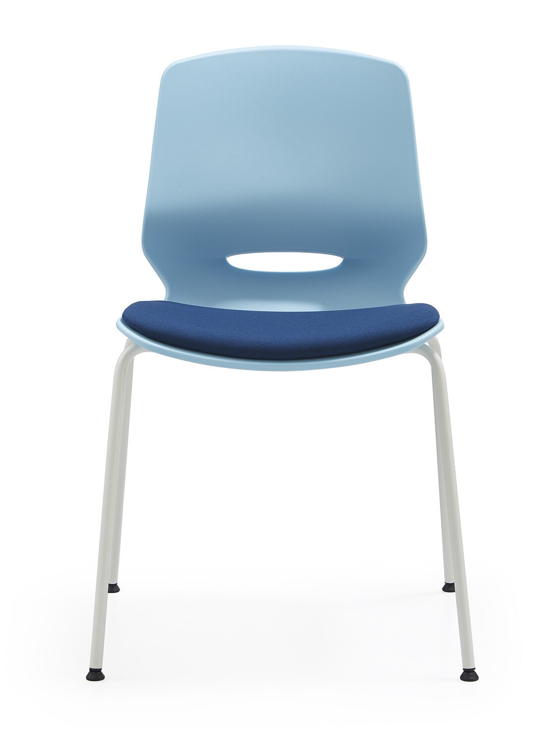 Silla de oficina ergonómica Seren, fija con patas metálicas, color azul 1
