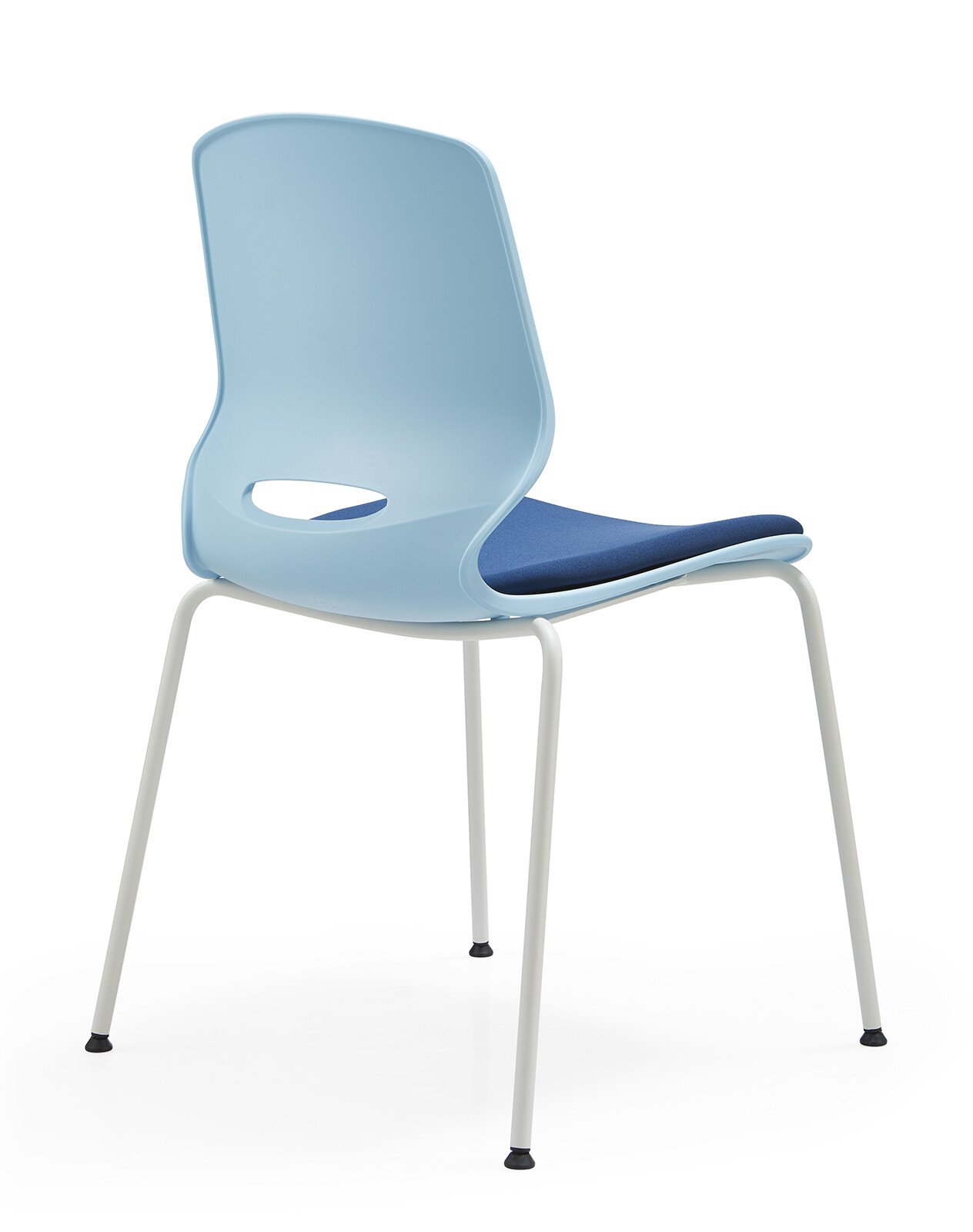 Silla de oficina ergonómica Seren, fija con patas metálicas, color azul 2