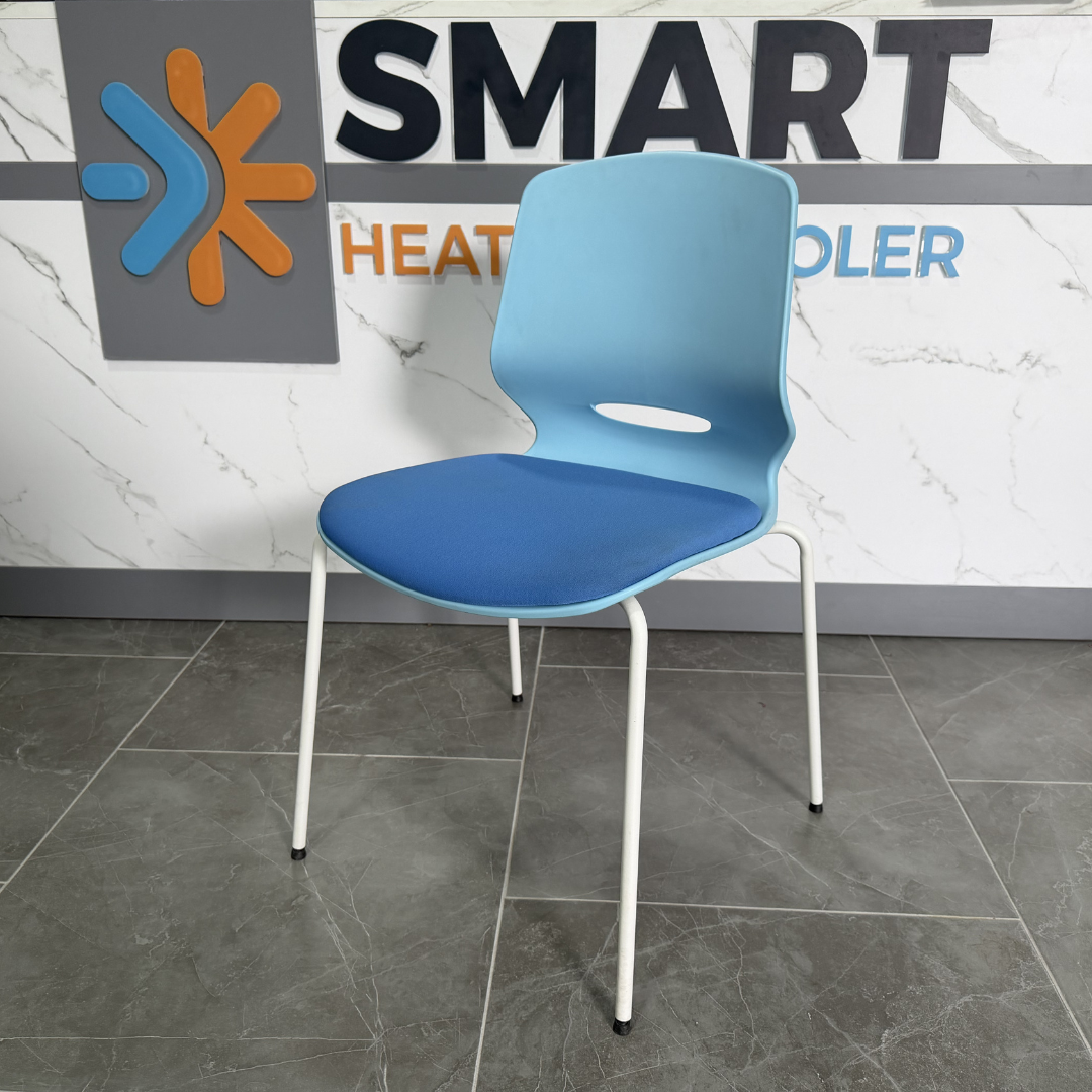Silla de oficina ergonómica Seren, fija con patas metálicas, color azul 3