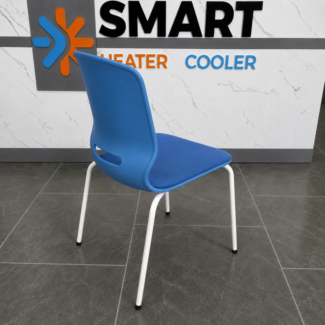 Silla de oficina ergonómica Seren, fija con patas metálicas, color azul 6