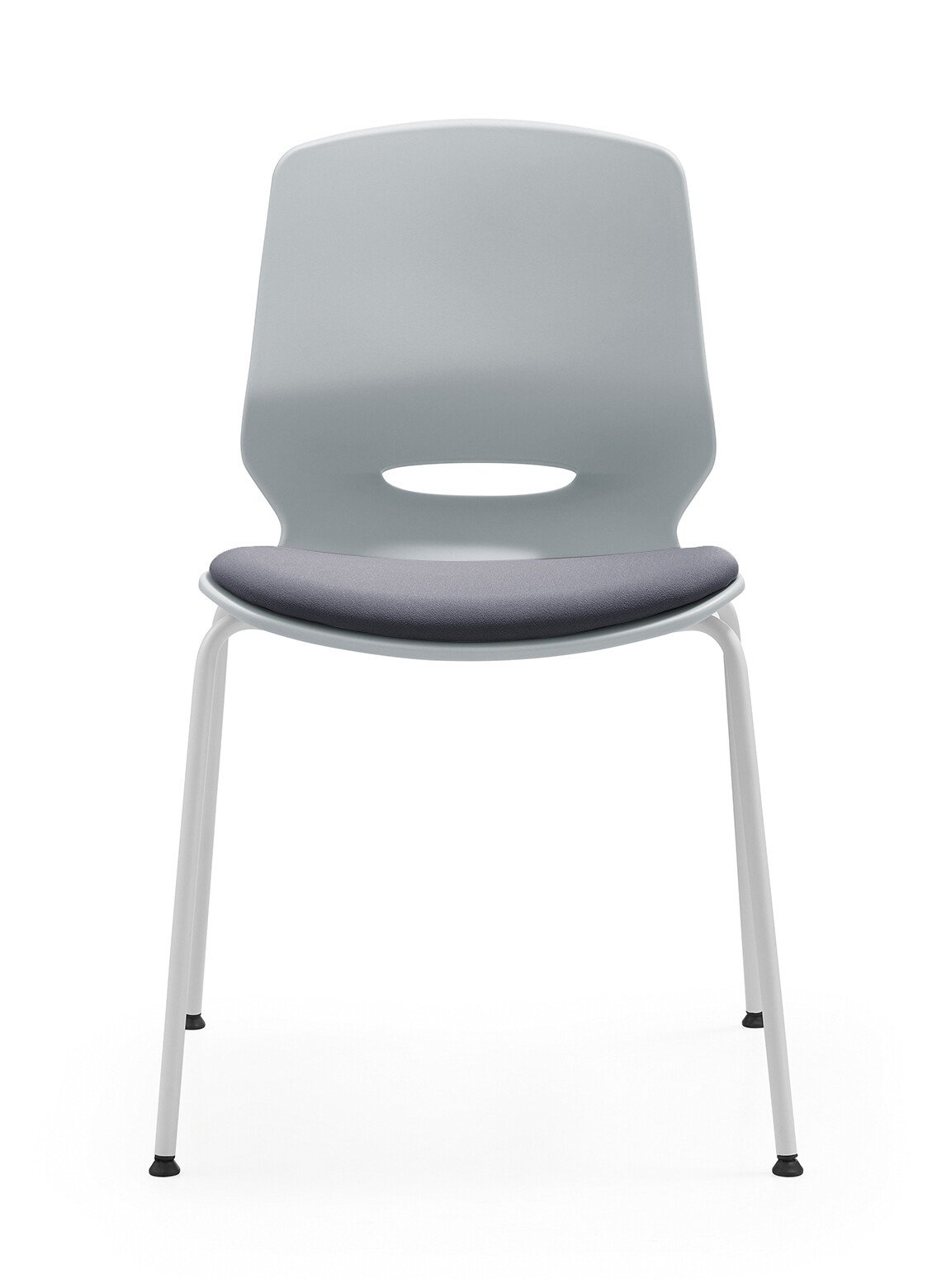 Silla de oficina ergonómica Seren, fija con patas metálicas, color gris 1