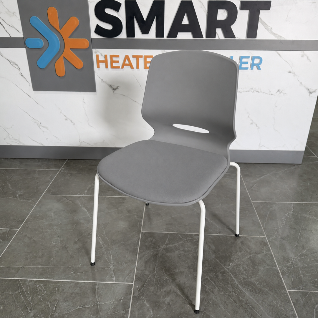 Silla de oficina ergonómica Seren, fija con patas metálicas, color gris 3
