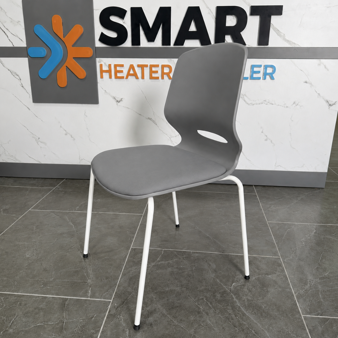 Silla de oficina ergonómica Seren, fija con patas metálicas, color gris 4