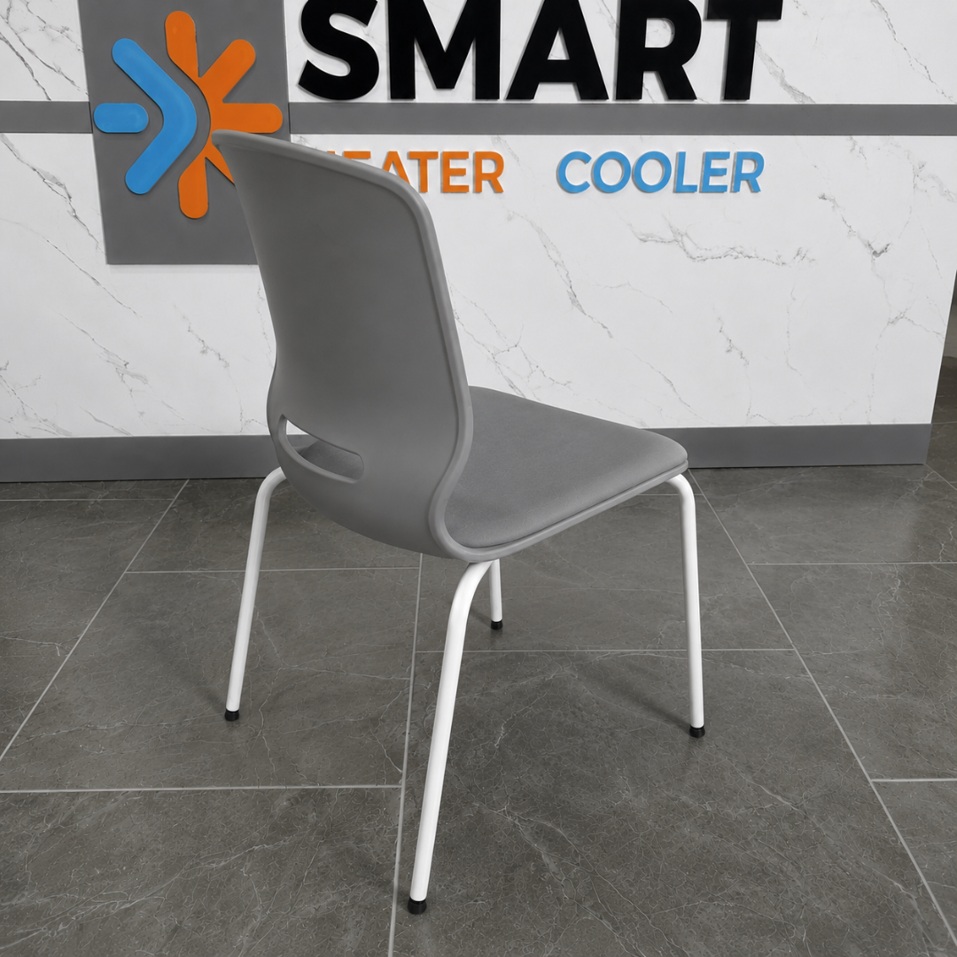 Silla de oficina ergonómica Seren, fija con patas metálicas, color gris 6