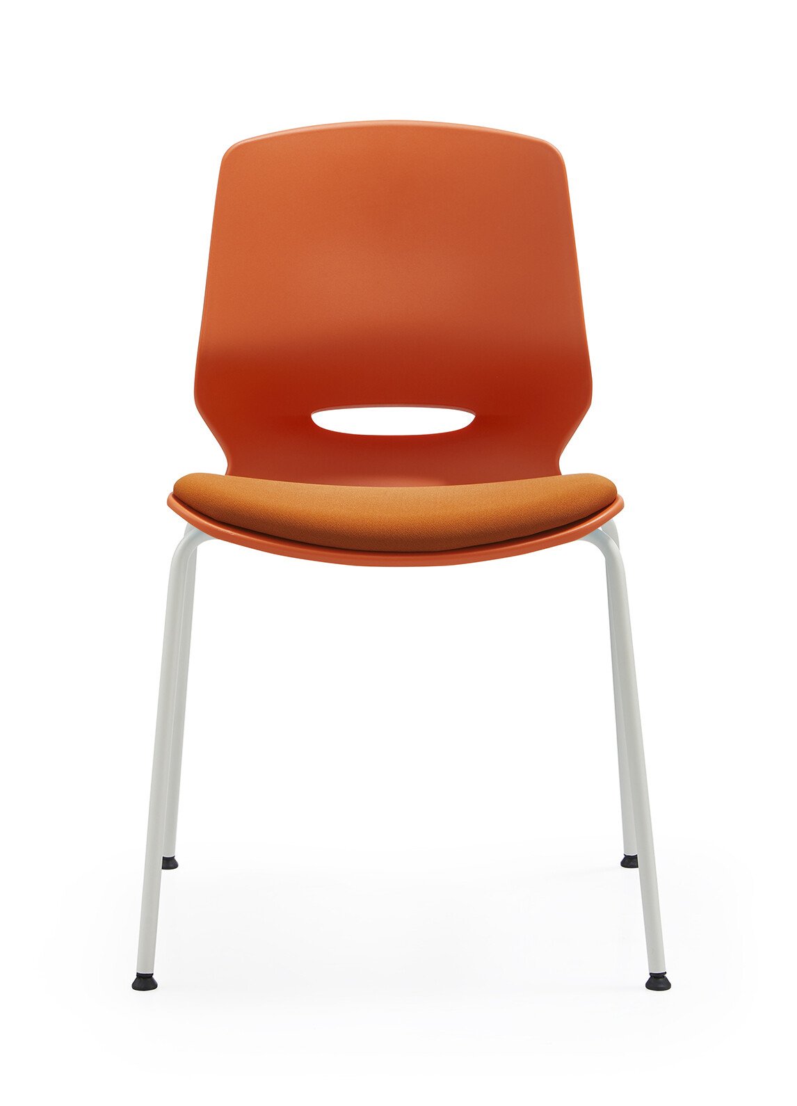 Silla de oficina ergonómica Seren, fija con patas metálicas, color naranja 1