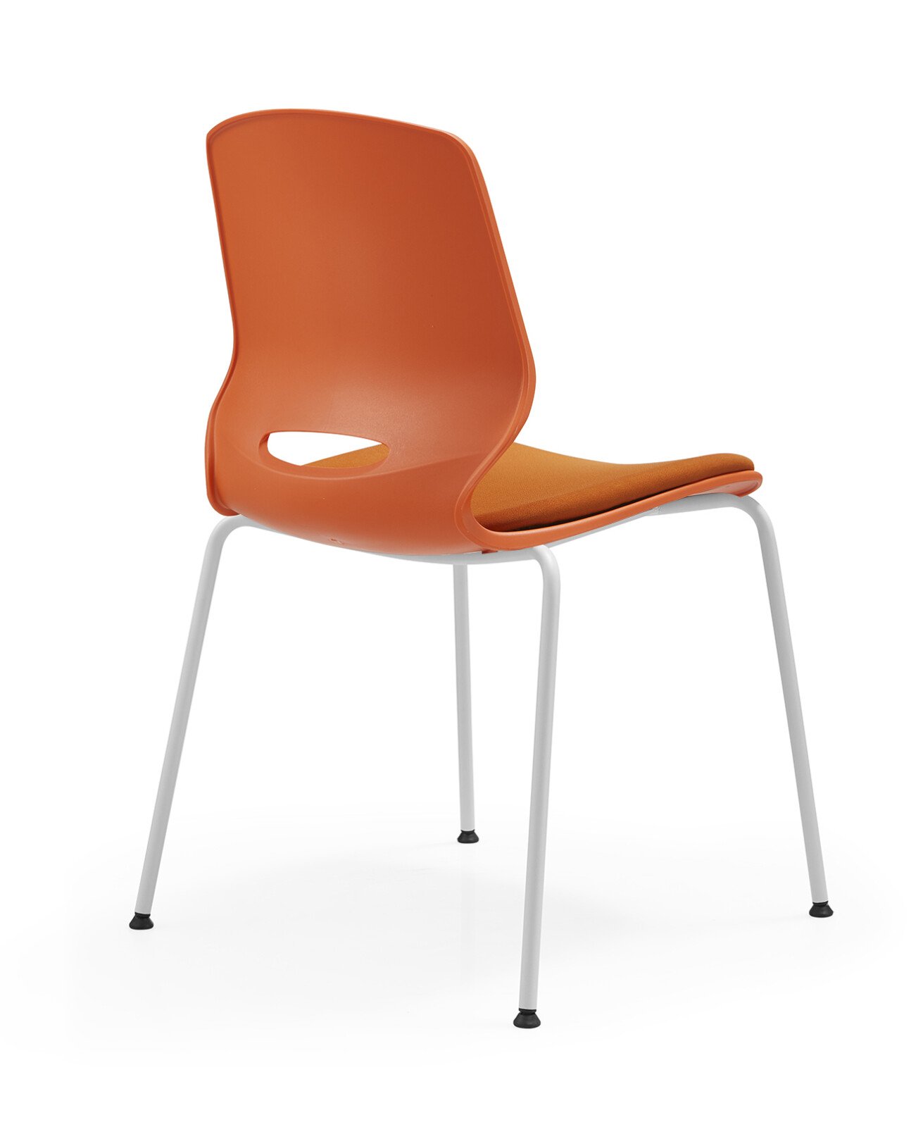 Silla de oficina ergonómica Seren, fija con patas metálicas, color naranja 2