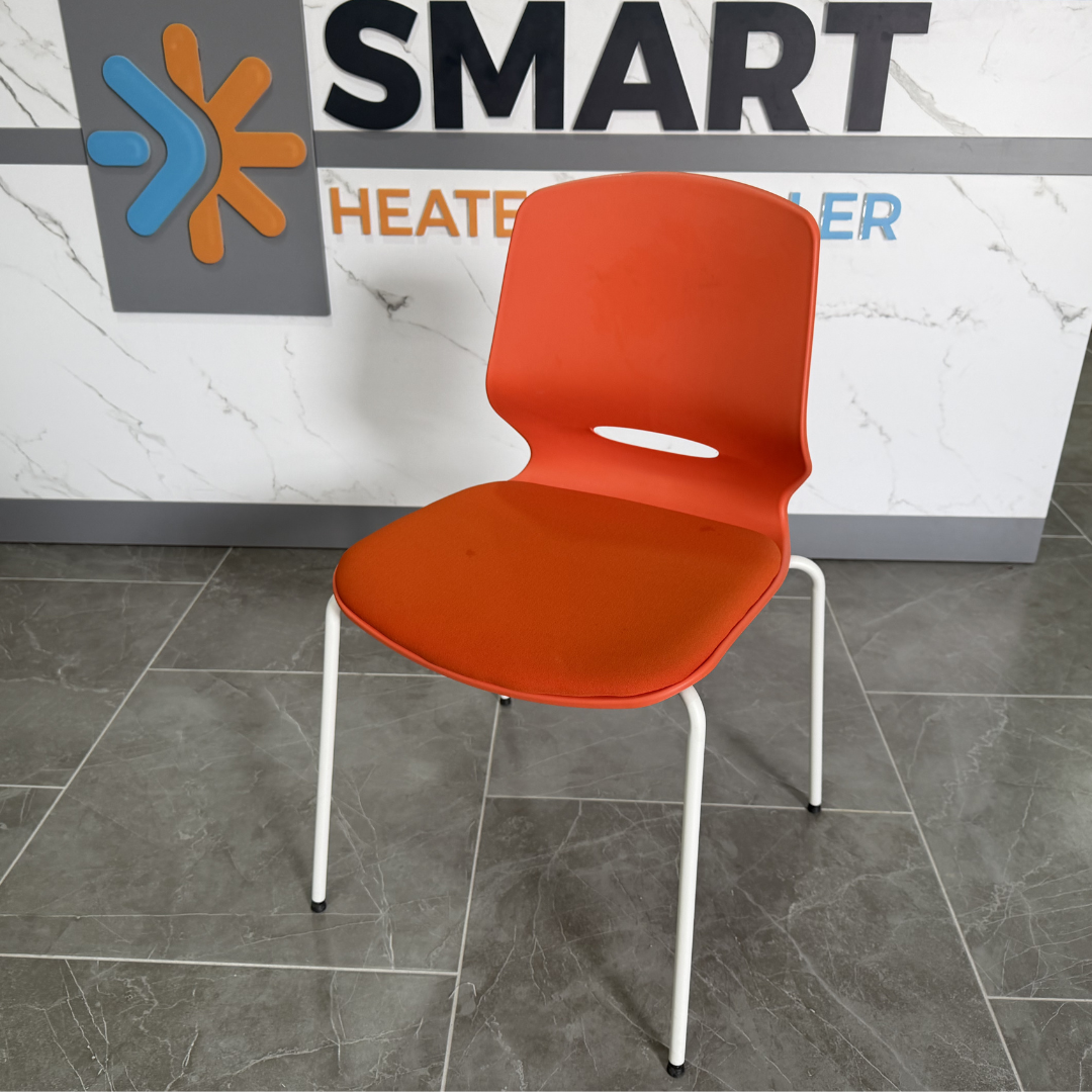 Silla de oficina ergonómica Seren, fija con patas metálicas, color naranja 3