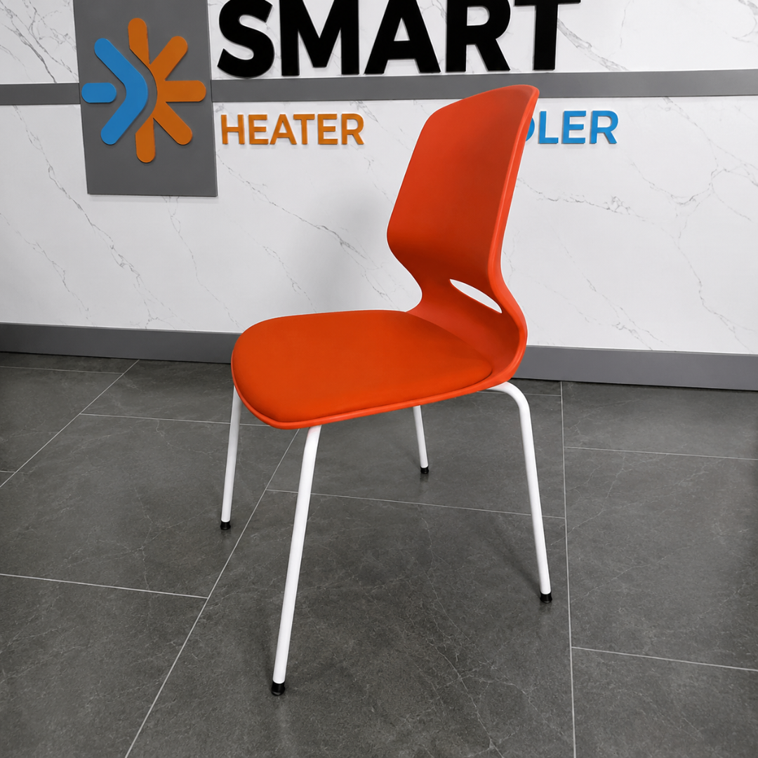 Silla de oficina ergonómica Seren, fija con patas metálicas, color naranja 4