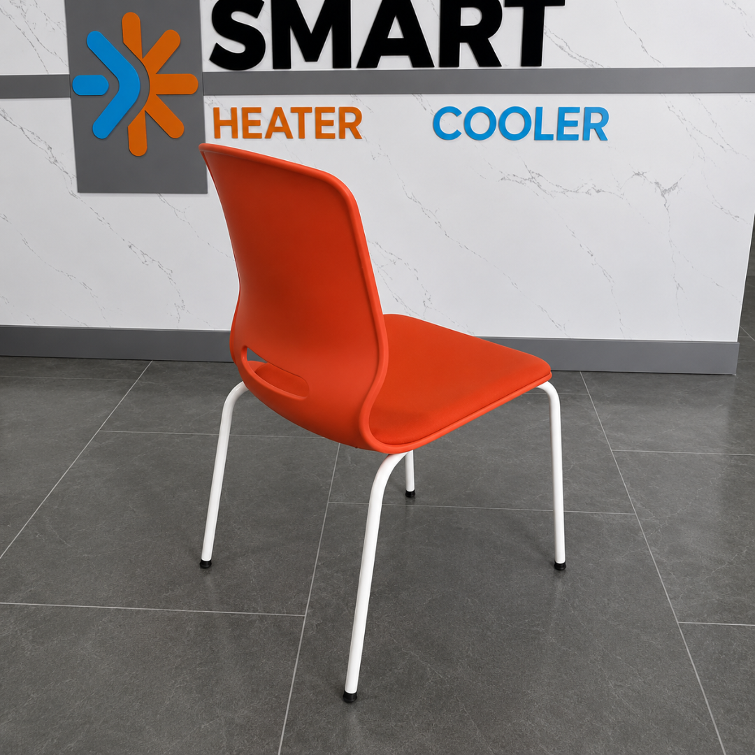 Silla de oficina ergonómica Seren, fija con patas metálicas, color naranja 5