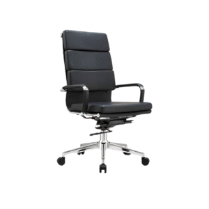 Silla de oficina ergonómica, regulable, fabricada en ecopiel y con estructura de aluminio, color negro, diseño moderno y elegante, calidad premium, dimensiones 570*535*1070-1130