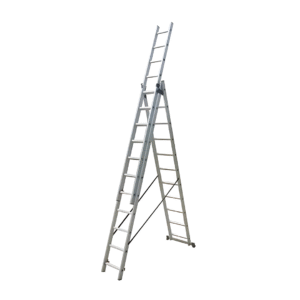 Escalera profesional de aluminio, 3 tramos 3 x 11 peldaños