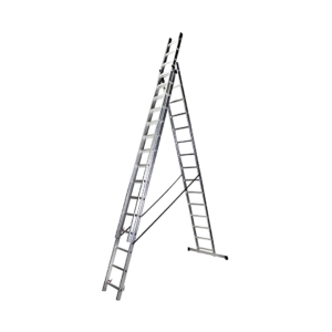 Escalera profesional de aluminio, 3 tramos 3 x 16 peldaños
