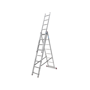 Escalera profesional de aluminio, 3 tramos 3 x 8 peldaños