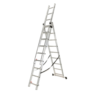Escalera profesional de aluminio, 3 tramos 3 x 9 peldaños
