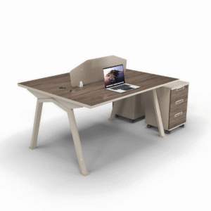 Estación de trabajo operativa para 2 personas, con armarios móviles integrados, diseño moderno y elegante, calidad premium – 1400×1200×750 mm