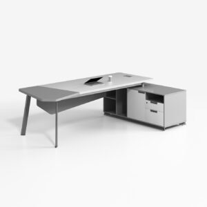 Mesa de oficina con armario lateral, diseño moderno y elegante, calidad premium, dimensiones 2000*1400*750