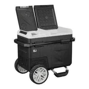 Nevera portátil para coche y fabricadora de hielo SMART COOLER IC36W – 36L, compresor, 12/24V, 220V, pantalla LCD, ruedas y asa de transporte