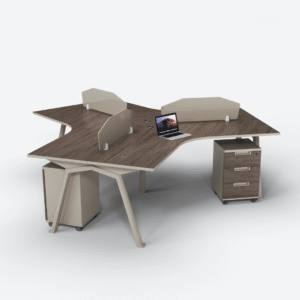 Oficina operativa, con 3 puestos de trabajo y gabinetes móviles integrados, diseño moderno y elegante, calidad premium, dimensiones 1000*1000*750 (tamaño de una oficina individual)