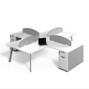 Oficina operativa, con 4 puestos y gabinetes integrados, diseño moderno y elegante, calidad premium, dimensiones 2400*2800*750