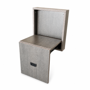 Silla plegable de pared de madera para calzado – MDF y acero, diseño moderno – marrón