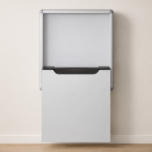 Silla plegable de pared para calzado – aleación de aluminio y acero, gris