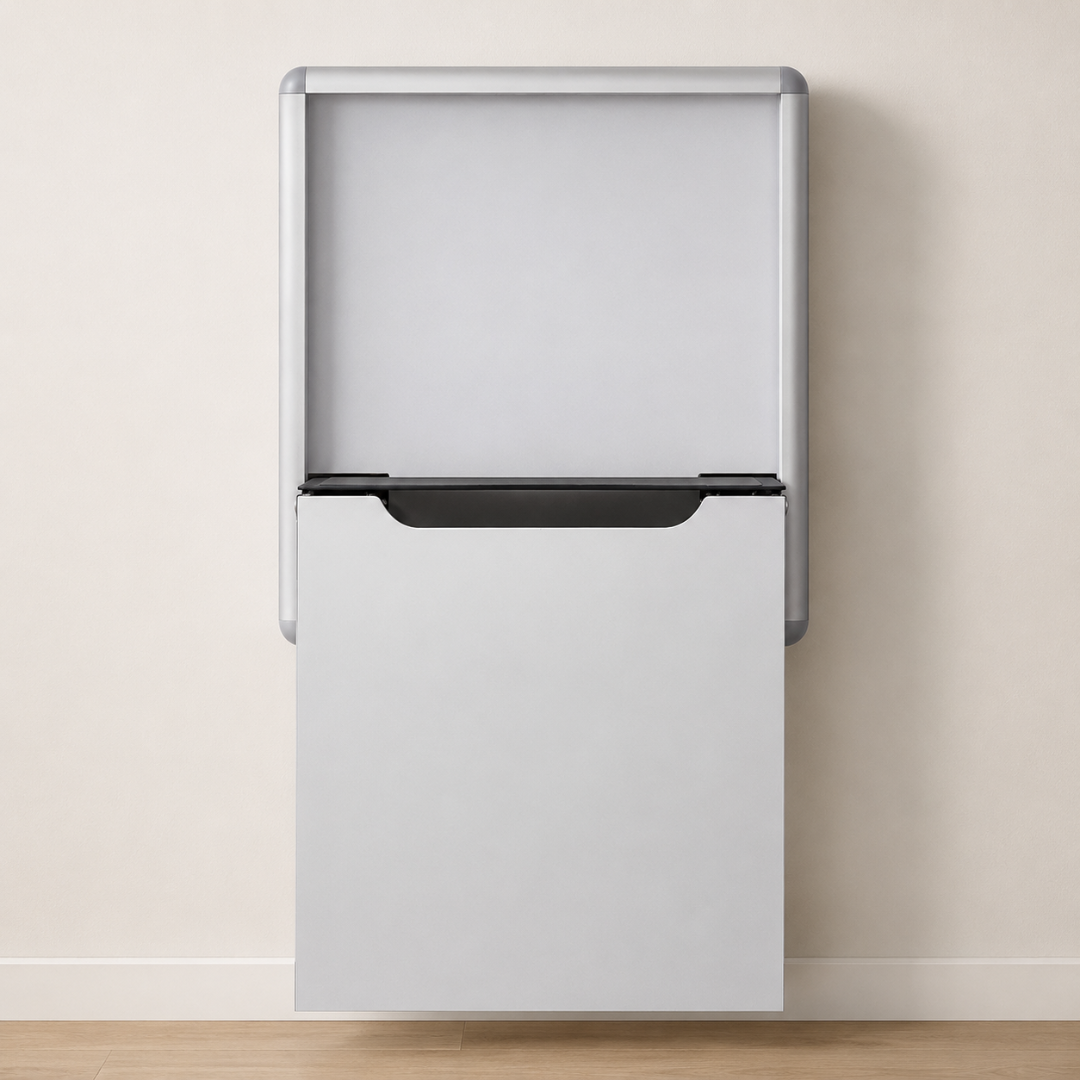 Silla plegable de pared para calzado – aleación de aluminio y acero, gris 1 Silla plegable de pared para calzado – aleación de aluminio y acero, gris