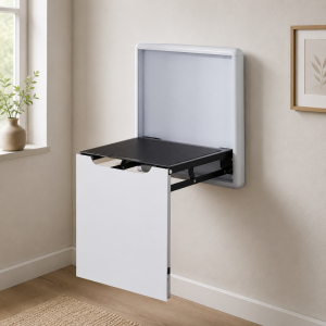 Silla plegable de pared para calzado – aleación de aluminio y acero – blanco