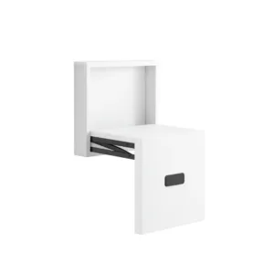 Silla plegable de pared blanca de madera y acero, diseño moderno para calzado.
