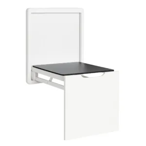 Silla plegable de pared para calzado en aleación de aluminio y acero, color blanco