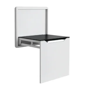 Silla plegable de pared para calzado en aleación de aluminio y acero, color gris.