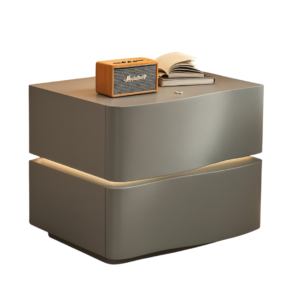 Mesita de noche inteligente con iluminación LED y 2 cajones - GRIS OSCURO