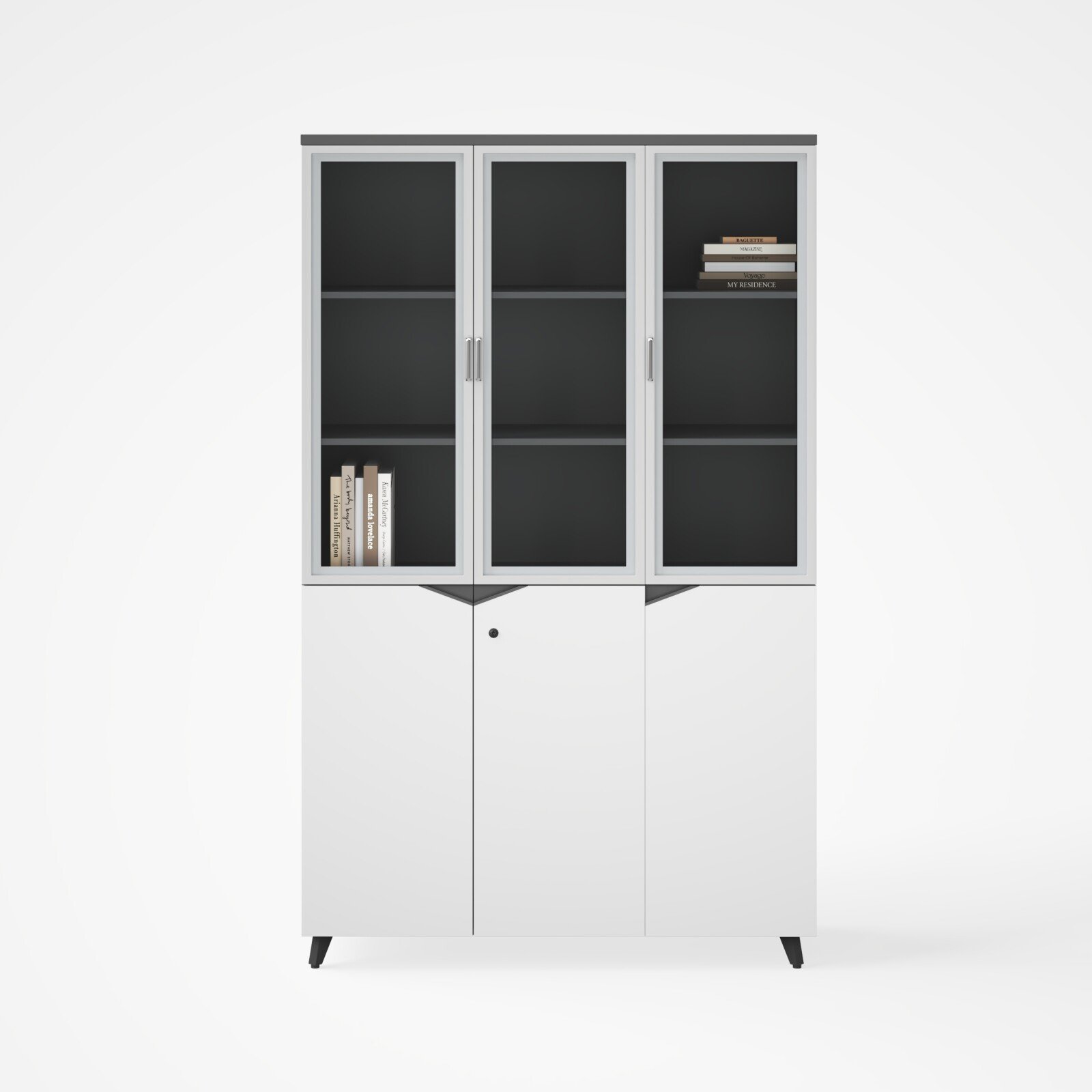 Armario de 3 puertas parte superior con puertas de cristal diseño moderno y elegante calidad premium 2 Armario de 3 puertas parte superior con puertas de cristal diseño moderno y elegante calidad premium