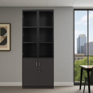 Armario de oficina dos puertas de aluminio y vidrio – W800D400H2000