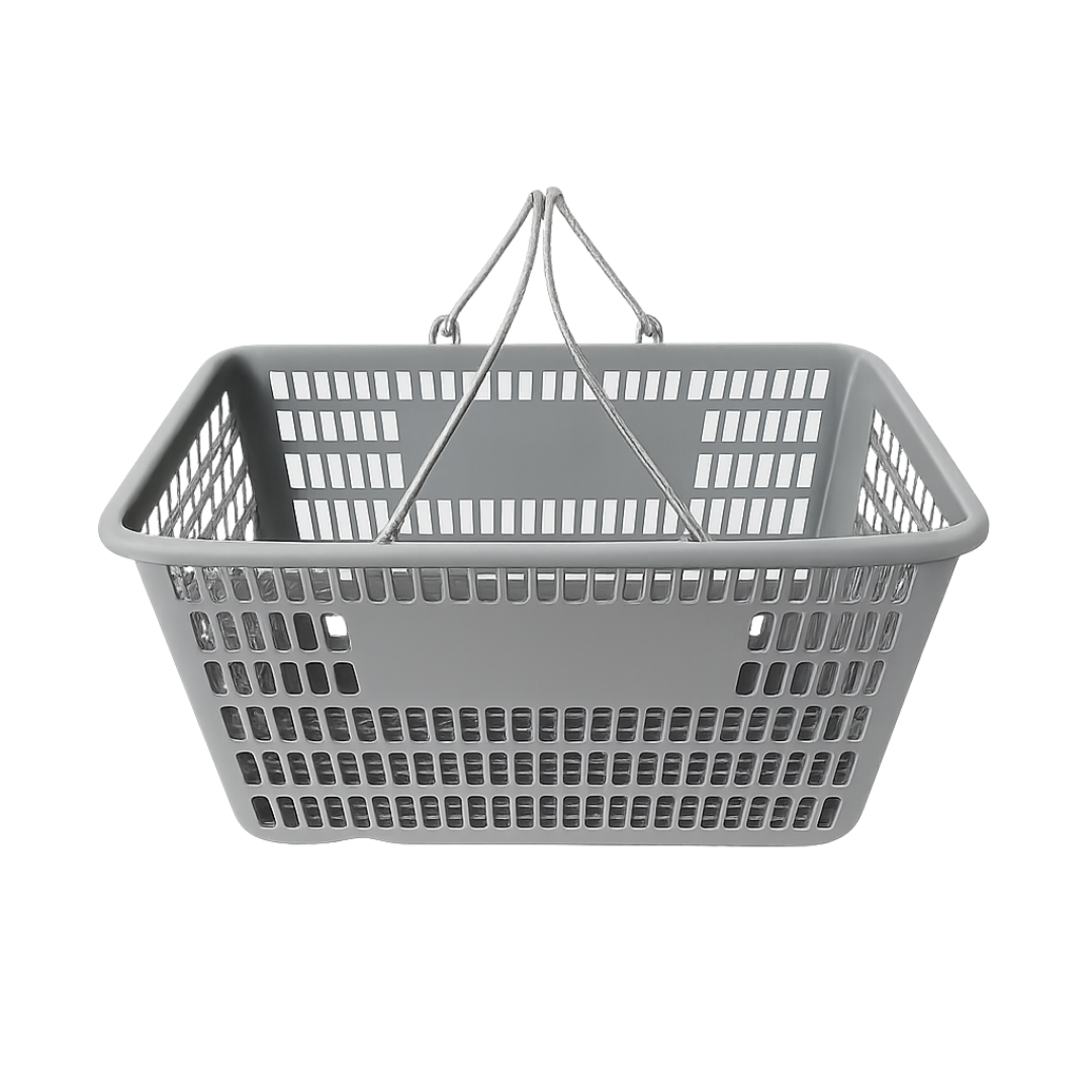 Cesta de la compra de plástico reciclable – 30L con asa de acero inoxidable Cesta de la compra de plástico reciclable – 30L con asa de acero inoxidable