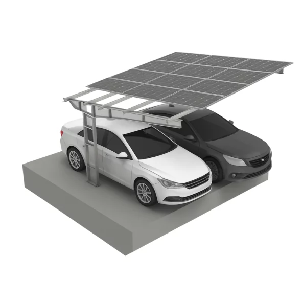 Cochera de acero galvanizado para 2 coches (El paquete no incluye paneles fotovoltaicos)1