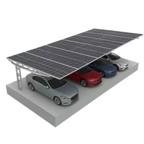 Cochera de acero galvanizado para 4 coches (El paquete no incluye paneles fotovoltaicos)1 Cochera de acero galvanizado para 4 coches (El paquete no incluye paneles fotovoltaicos)