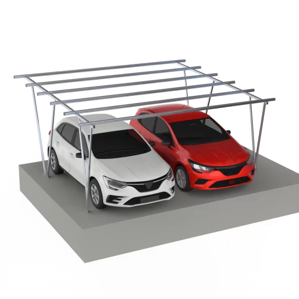 Cochera de aluminio para 2 coches (El paquete no incluye paneles fotovoltaicos)1