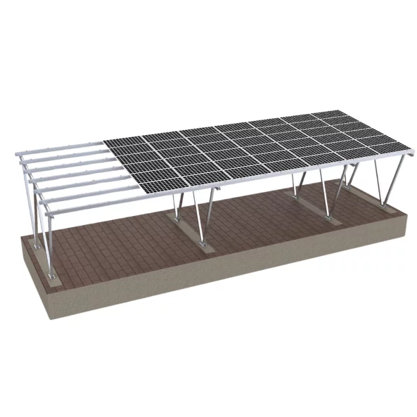 Cochera de aluminio para 6 coches (El paquete no incluye paneles fotovoltaicos)1