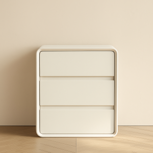 Cómoda blanca de MDF y cuero PU – con 3 cajones