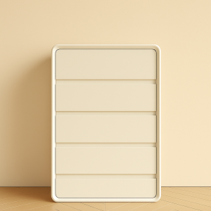 Cómoda de MDF y cuero PU – 5 cajones 55x40x101 cm - Blanco