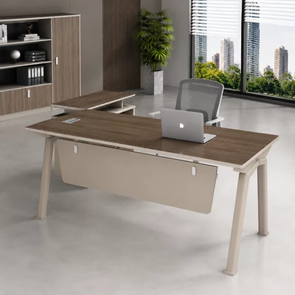 Conjunto Evo Space & LineaPro – Escritorio con armario lateral móvil y silla de oficina ergonómica con respaldo de malla2